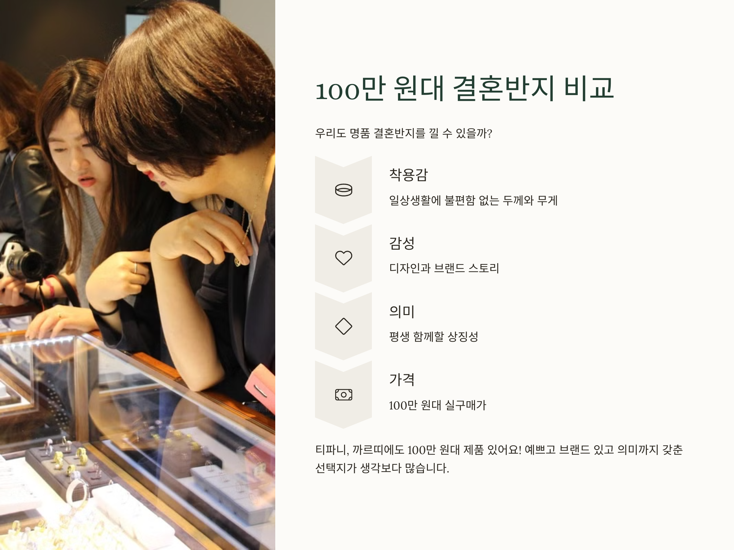 100만 원대 결혼반지 비교 – 우리도 명품을 낄 수 있을까?